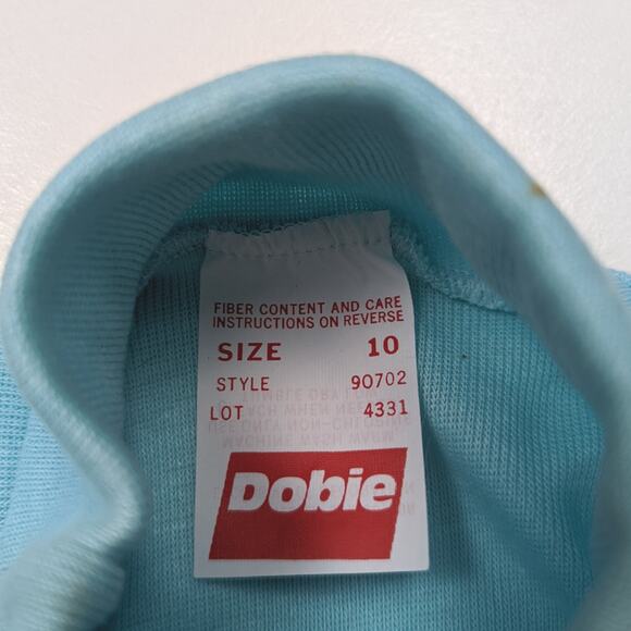 Vintage Dobie Turtleneck Shirt Unisex Kid Sz 5-6 Blue Long Sleeve Basic Layering - Picture 4 of 4